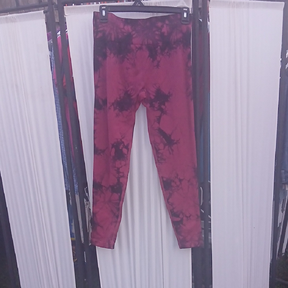Kids Tie-Dye Leggings - Black and Pink